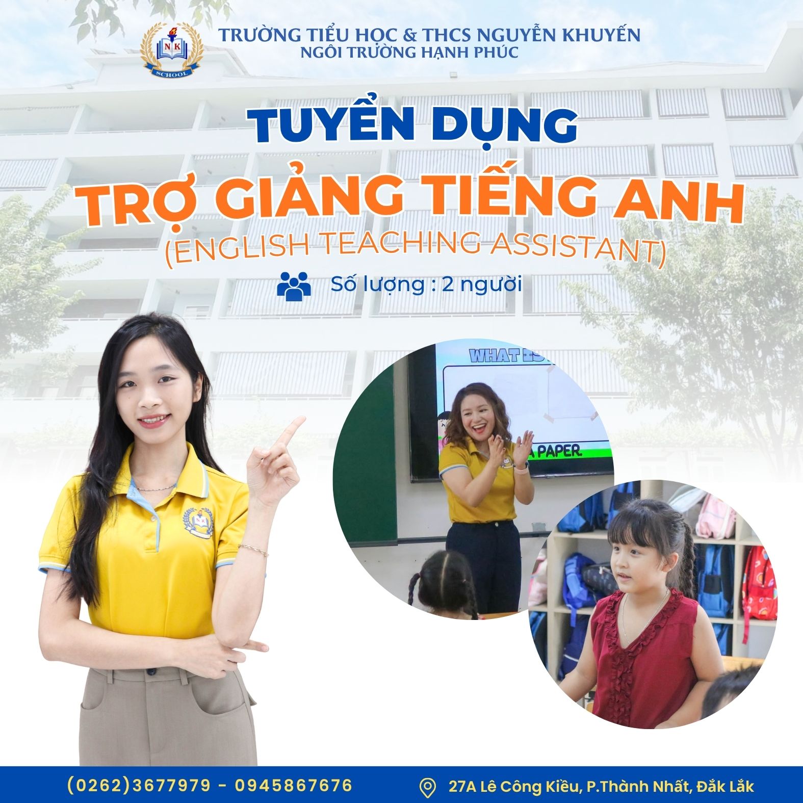 THÔNG BÁO TUYỂN DỤNG TRỢ GIẢNG TIẾNG ANH NĂM HỌC 2026 - 2027